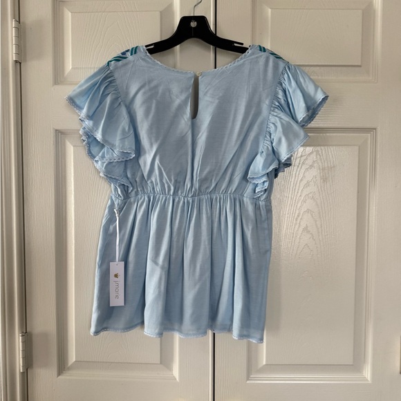 Blue Embroidered Women's Top - Picture 2 of 3